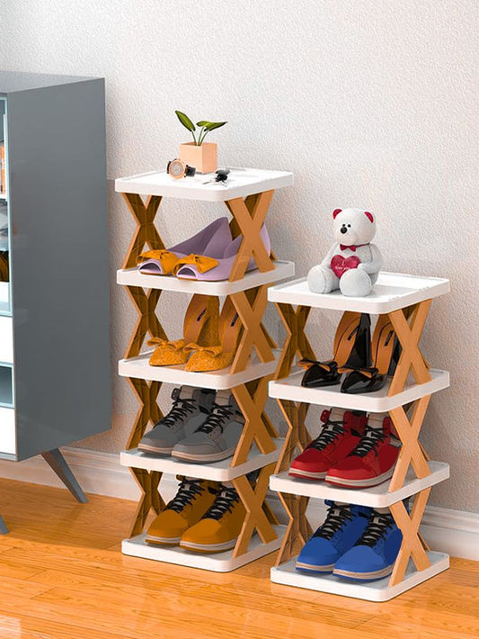 Multicolor Collar Plastic Shoe Racks Embellished Storage & Organization