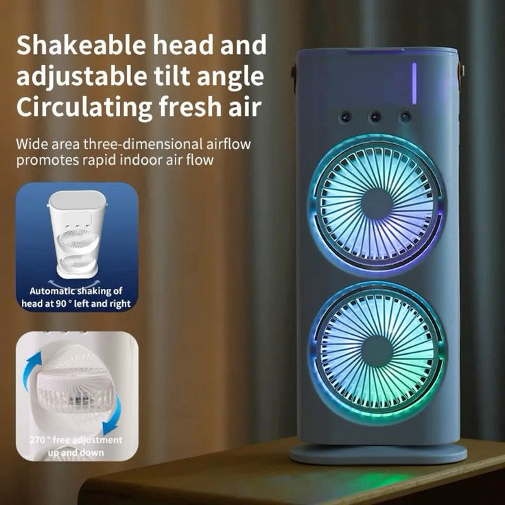 Double-Ended Spray Fan – Portable Air Cooler & Humidifier