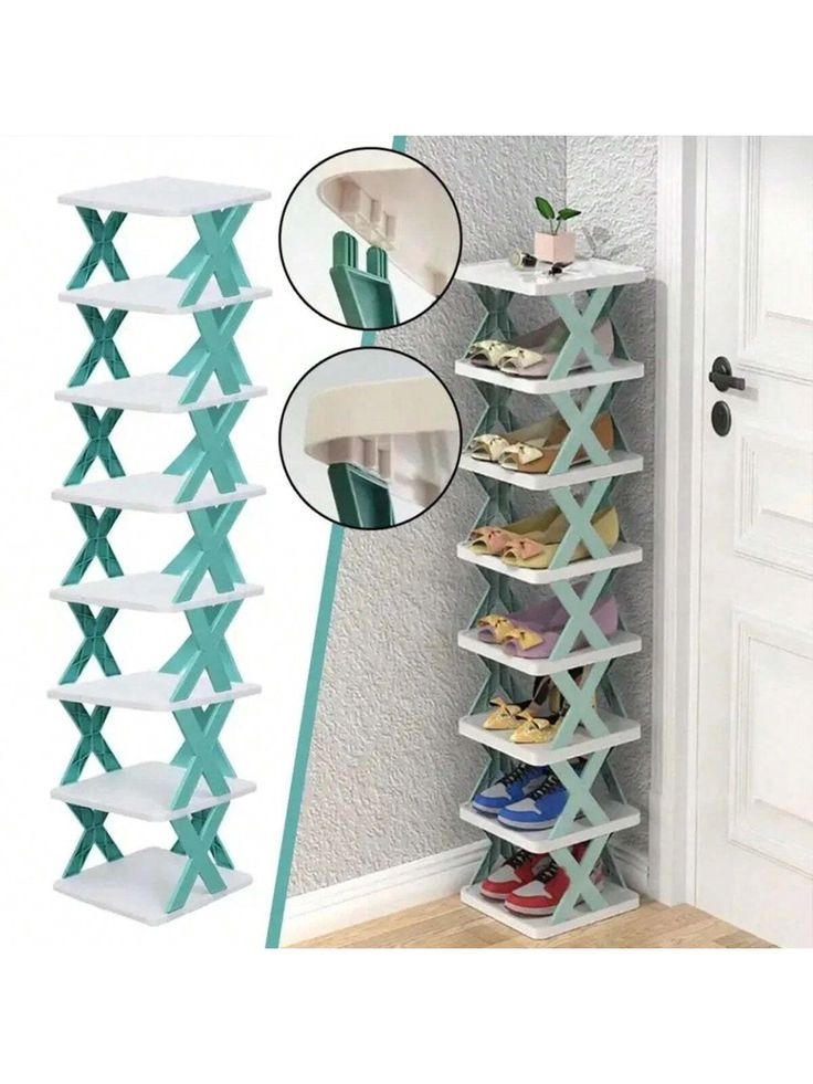 Multicolor Collar Plastic Shoe Racks Embellished Storage & Organization