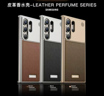 S25 ULTRA Leather Wrapped Metal Alloy Sliding Case